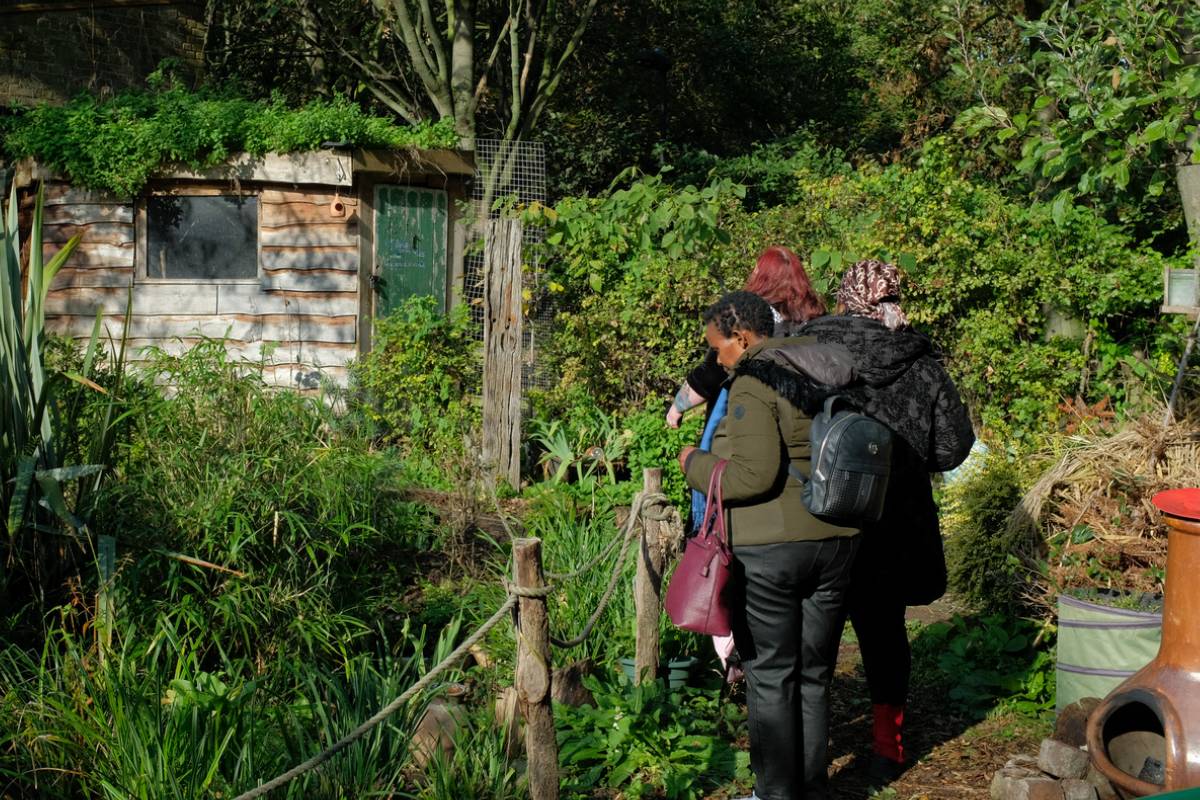 Walking through the garden at Hackney City Farm